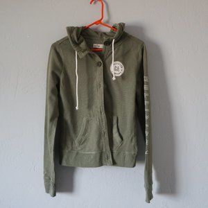 Hollister womens EASY EMBROIDERED LOGO GRAPHIC FULL-ZIP HOODIE sz L